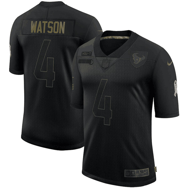 Men's Houston Texans #4 Deshaun Watson Black NFL 2020 Salute To Service Limited Stitched Jersey